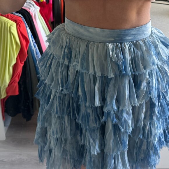 DOLCE & GABBANA Silk Skirt Blue Ruffle Mini Skirt Layered Lolita Skirt - Picture 8 of 8